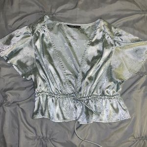 Satin light blue top size medium